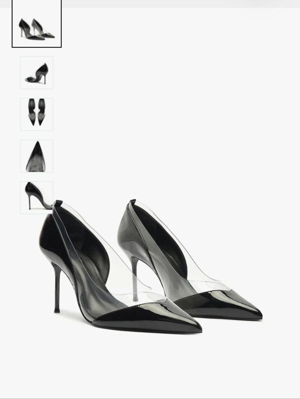 SCHUTZ Andie Black Patent Pointed-Toe Clear Panel Stiletto Heels Size 11/12 NWOT - Picture 4 of 10